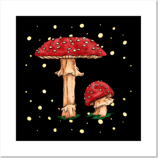 Amanita muscaria mushrooms, red fly agaric Posters and Art